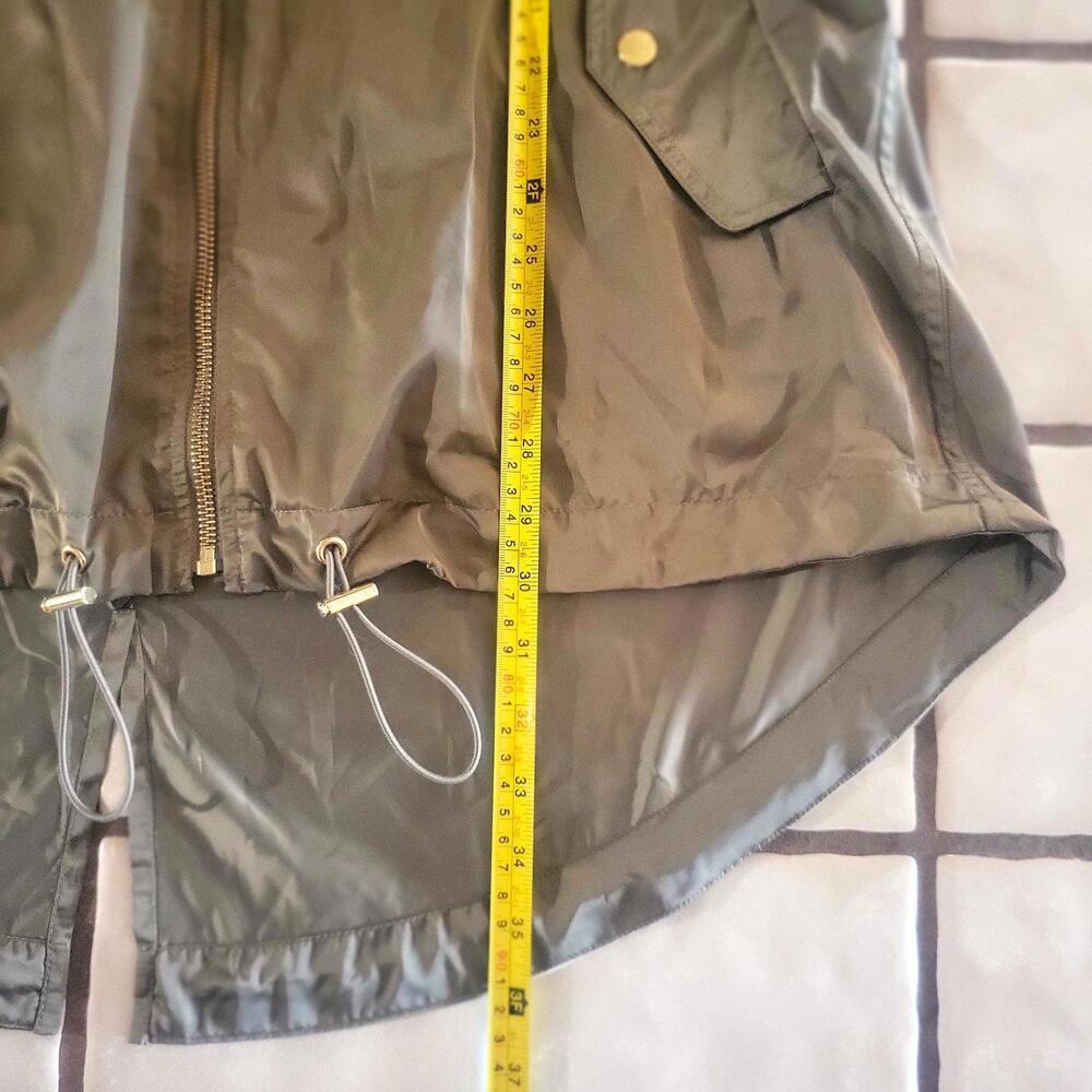 Michael Kors Khaki Rich Gold Satin Fishtail Anorak Cinched Waist Jacket - Size M - Picture 7 of 9